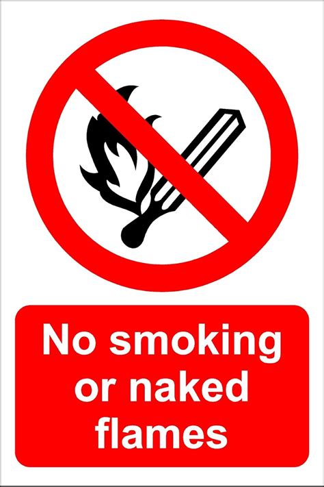 No Smoking Or Naked Flames Sign Self Adhesive Vinyl Mm X Mm Amazon Co Uk Diy Tools