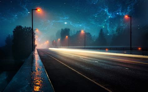 720p Free Download Road On A Rainy Night Storms Lights Highway