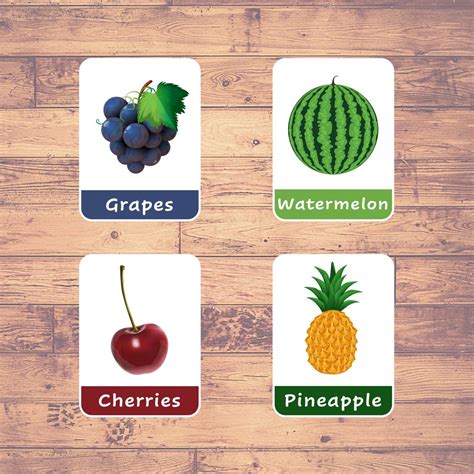 Fruits Flashcards Montessori Educational Learning 29 Cards