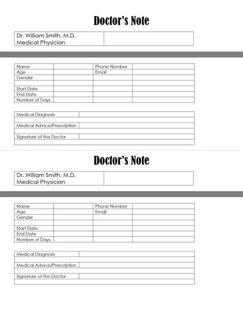 Free Customizable And Printable Doctors Note Templates