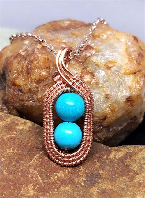 Turquoise Howlite And Tarnish Resistant Copper Wire Wrapped Etsy