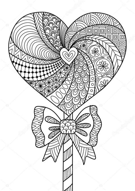 Heb je zelf een hart kleurplaat die niet op deze pagina mag ontbreken? Hart lollipop lijn kunst design — Stockvector ...
