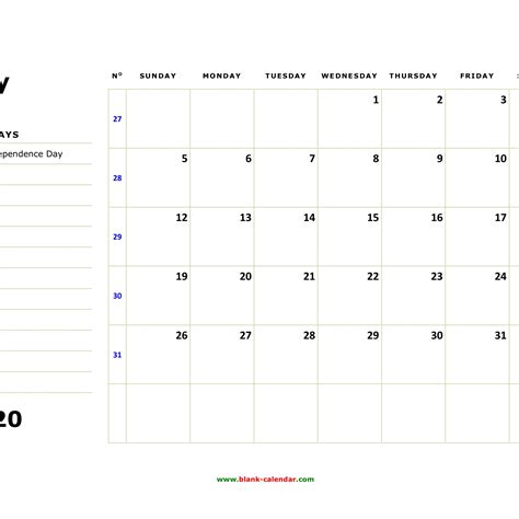 Free Printable Calendar Big Boxes Calendar Printables Free Templates