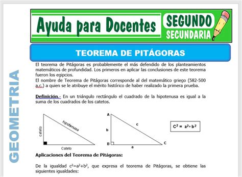 Teorema De Pitágoras Para Segundo De Secundaria Ayuda Para Docentes