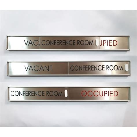 Three Metal Signs That Say Vacant Conference Room Occupied And
