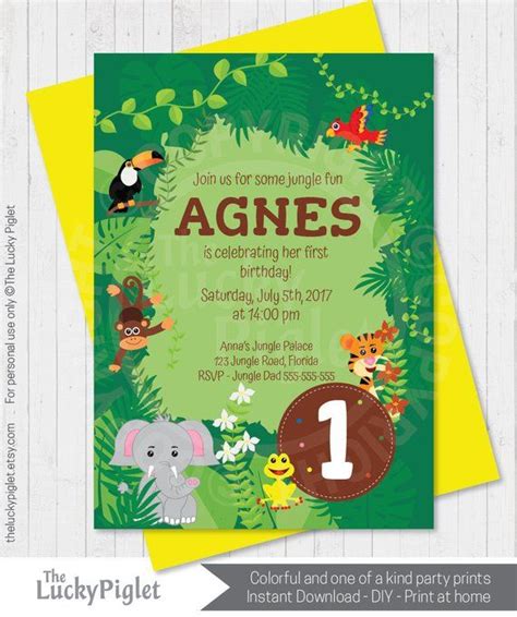 JUNGLE PARTY INVITATION jungle birthday invite jungle | Etsy | Jungle