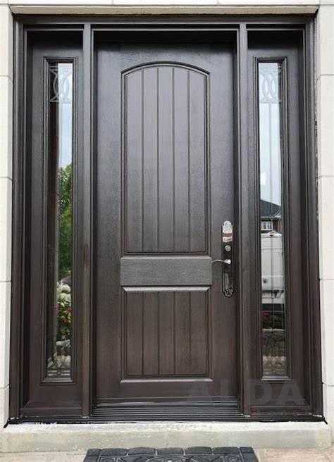 Brown Entry Door With Two Sidelights Brown Fiberglass Door