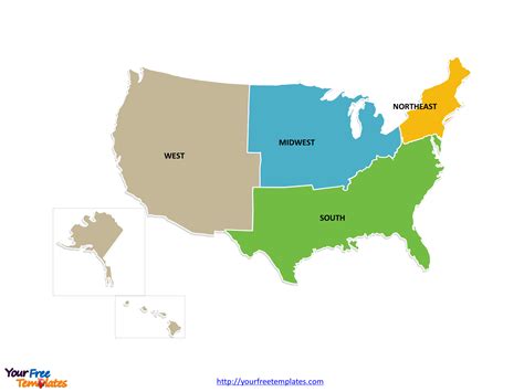 Us Region Map Template Free Powerpoint Templates