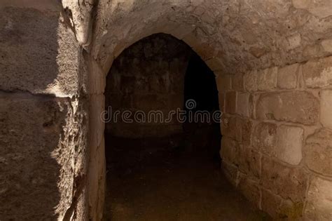 Passage Between Stone Halls Of The Crusader Fortress Of The Old City Of