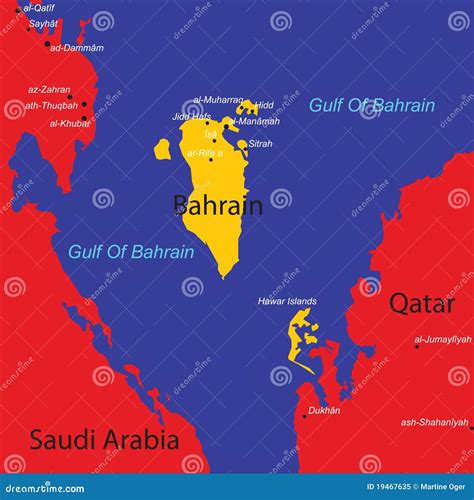 Bahrain Political Map With Capital Manama Island Country Stock Photo Images