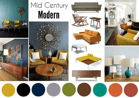 Best Color Schememid Century Modern Interior Mood Board Created On