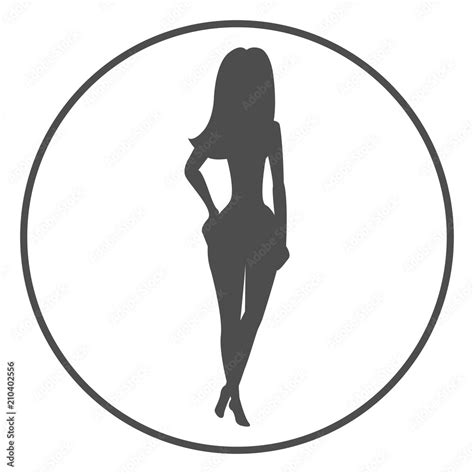 Silhouette Of Sexy Naked Woman In Circle Vector Icon Stock Vector