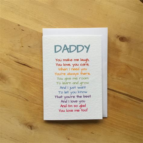 I Love You Daddy Poem Card Etsy Uk
