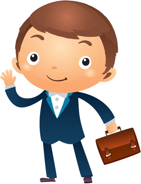 Cartoon Smiling Businessman Waving His Hand With A Bag Free Stock