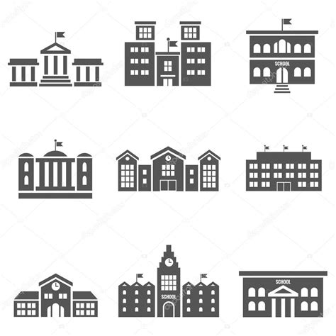 School Building Vector Icons — Stock Vector © Mssa 106349392