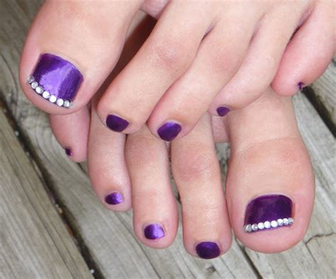 Party Nails French Rhinestone Tips On Purple Party Nails Simple