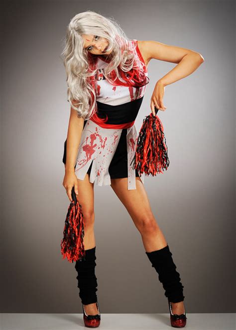 Womens Halloween Dead Zombie Cheerleader Costume