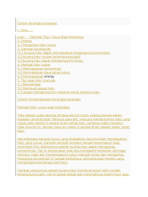 Contoh Kerangka Karangan