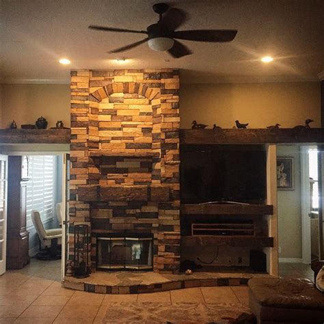 Having a fireplace without the right mantel decor is like having a kitchen with mismatched cabinets. Rustic Fireplace Mantel with metal straps & bolts Custom ...