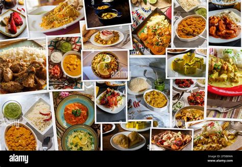 Traditional Indian Foods Arranged As Collage Of The Cuisine Stock Photo