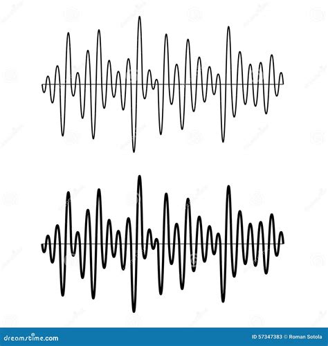 Set Of Sinusoidal Pulse Lines Cartoon Vector 111003357