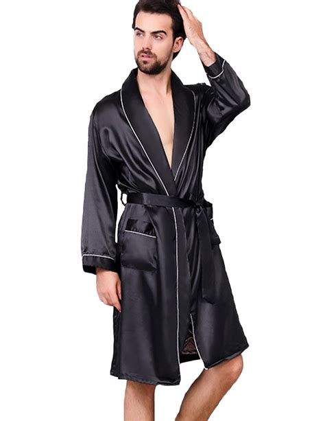Haseil Mens Satin Robe Dragon Luxurious Silk Spa Long Sleeve House