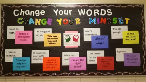 A Bulletin Board With Words On It That Read Change Your Words Change