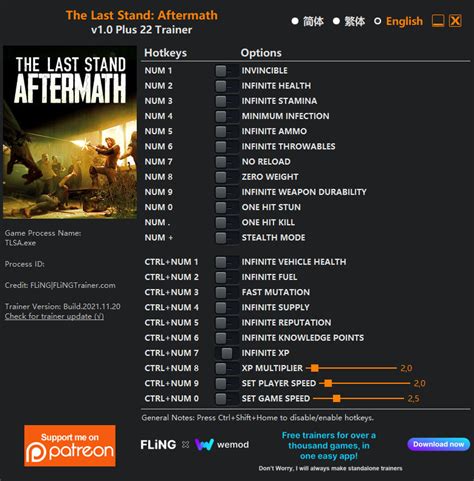 The Last Stand Aftermath Trainer 22 V10 Fling Game Trainer