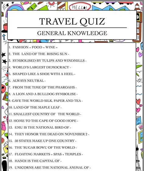 Travel Quizzes Travel Quiz General Knowledge Travel