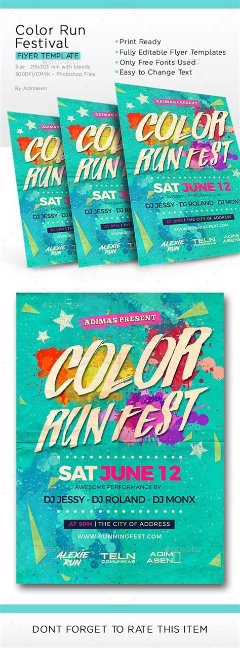 Color Run Festival Color Run Flyer Template Festival