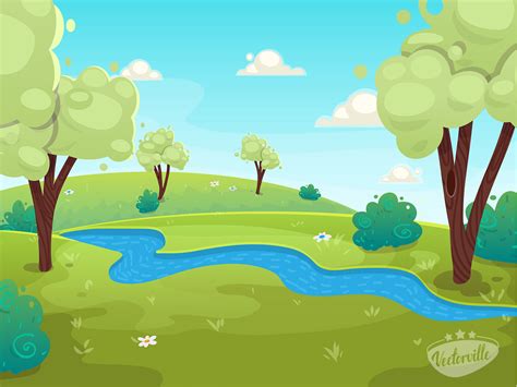 Cartoon Forest River By Anna Vectorville On Dribbble