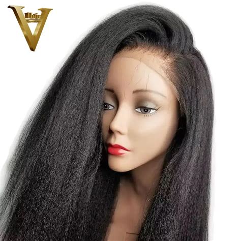 Kinky Straight Lace Front Human Hair Wigs Pre Plucked Brazilian Remy