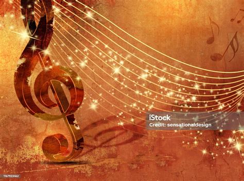 Music Theme Poster Background With Treble Clef And Abstract Musical