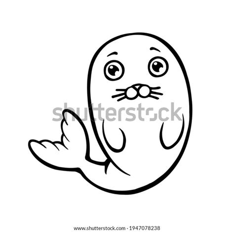 Cute Seal Cartoon Illustration Outline Coloring Stock Vector Royalty