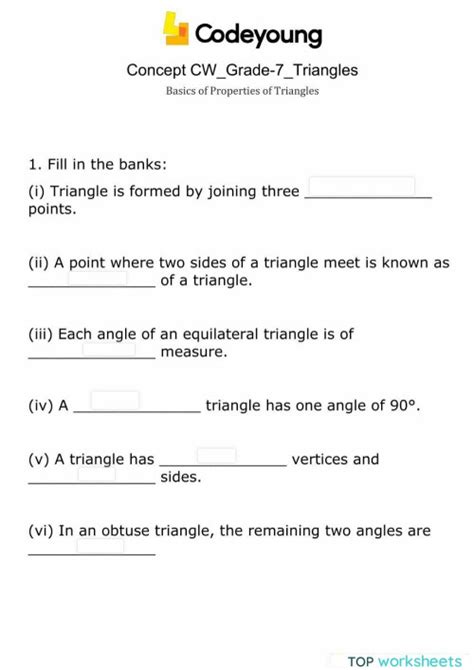 Basics Of Properties Of Triangles Concept Cw Interactive Worksheet Topworksheets