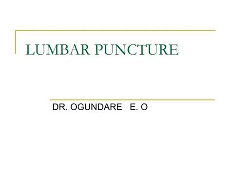 Ppt Lumbar Puncture Powerpoint Presentation Free Download Id641957