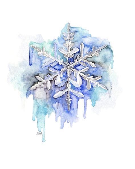 Snowflake Painting Print From Original Watercolor Painting Soft As