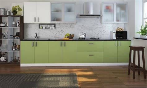 A straight layout kitchen has storage cabinets, sink, and fridge all in a straight line placed against a wall; Oriole Straight Kitchen | Straight kitchen, Kitchen design ...