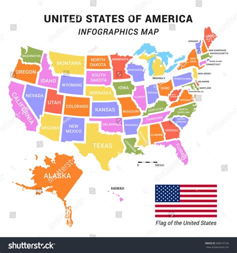 Usa Map Federal States Including Alaska Stock Vector ...