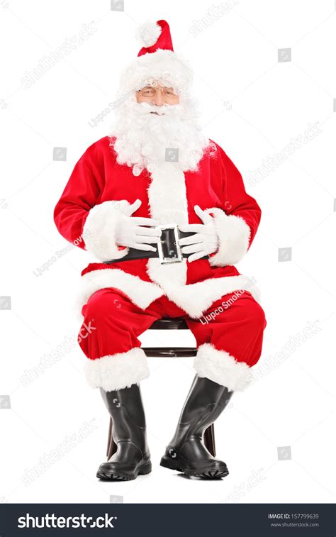 Happy Santa Claus Sitting On Wooden库存照片157799639 Shutterstock