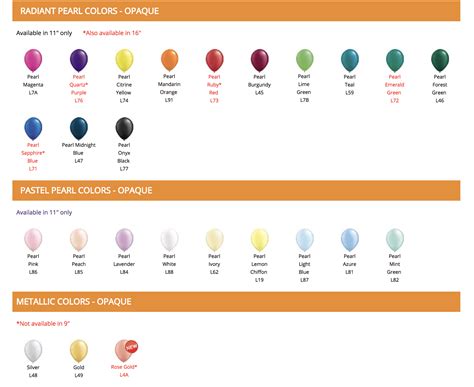 Custom Colour Chart Custom Balloon Printing