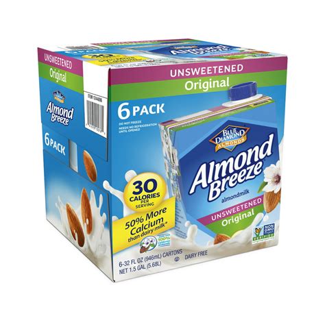 6 Pack Almond Breeze Unsweetened Original Almond Milk 32 Fl Oz