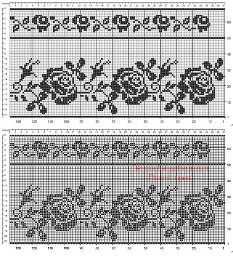 Border With Roses For Crochet Filet Curtains Free Download Crochet