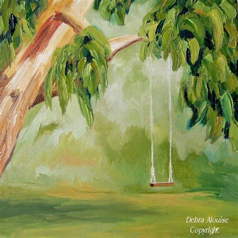Tree Swing Original Oil Painting Landscape Art Impressionist Etsy