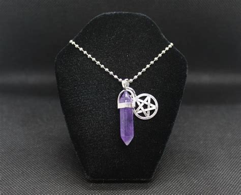 Amethyst Pentacle Necklace Crystal Witch Jewelry Witchcraft Wicca Ebay