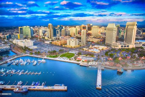 Downtown San Diego Skyline Aerial High Res Stock Photo Getty Images