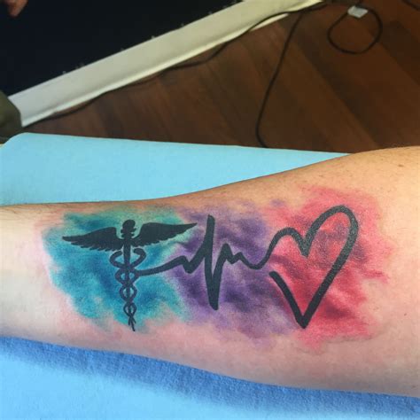 Nurse Medical Caduceus Heart Watercolor Tattoo Medical Tattoo Free Tattoo Designs Sleeve