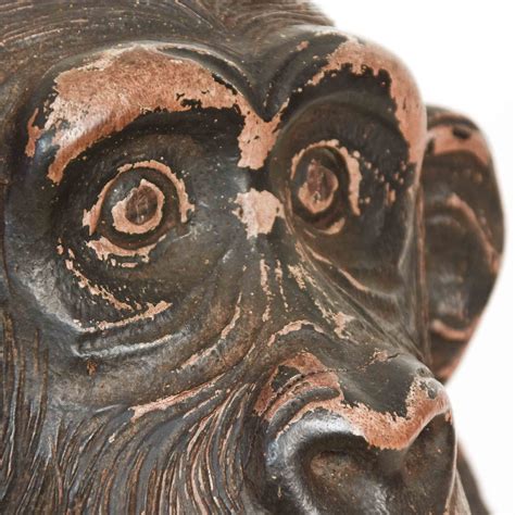 Carved Wooden Statue Of A Monkey Kazari Ziguzagu
