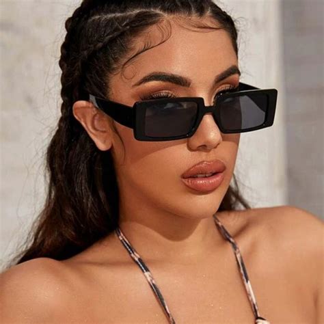 Retro Black Rectangle Sunglasses Sunglasses Women Oversized