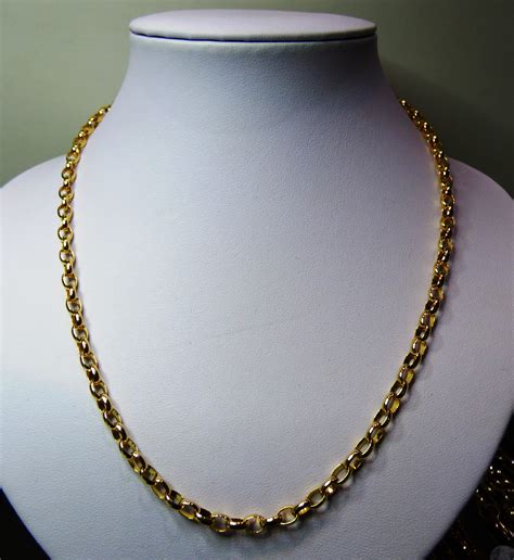 9ct gold Oval Belcher necklace 50cm - D M Jewellery Design, New Zealand ...